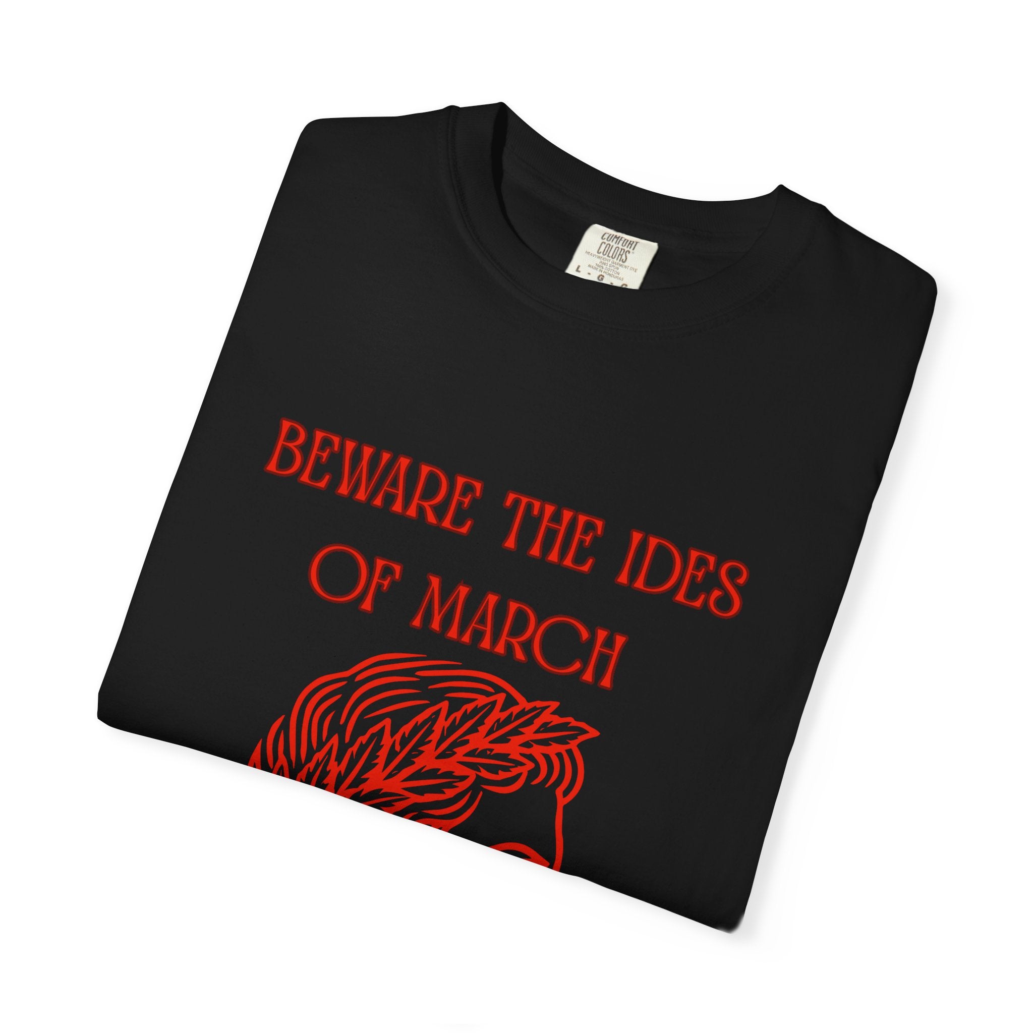 Beware the Ides of March T-Shirt BLACK  — Julius Caesar Roman Bust Graphic