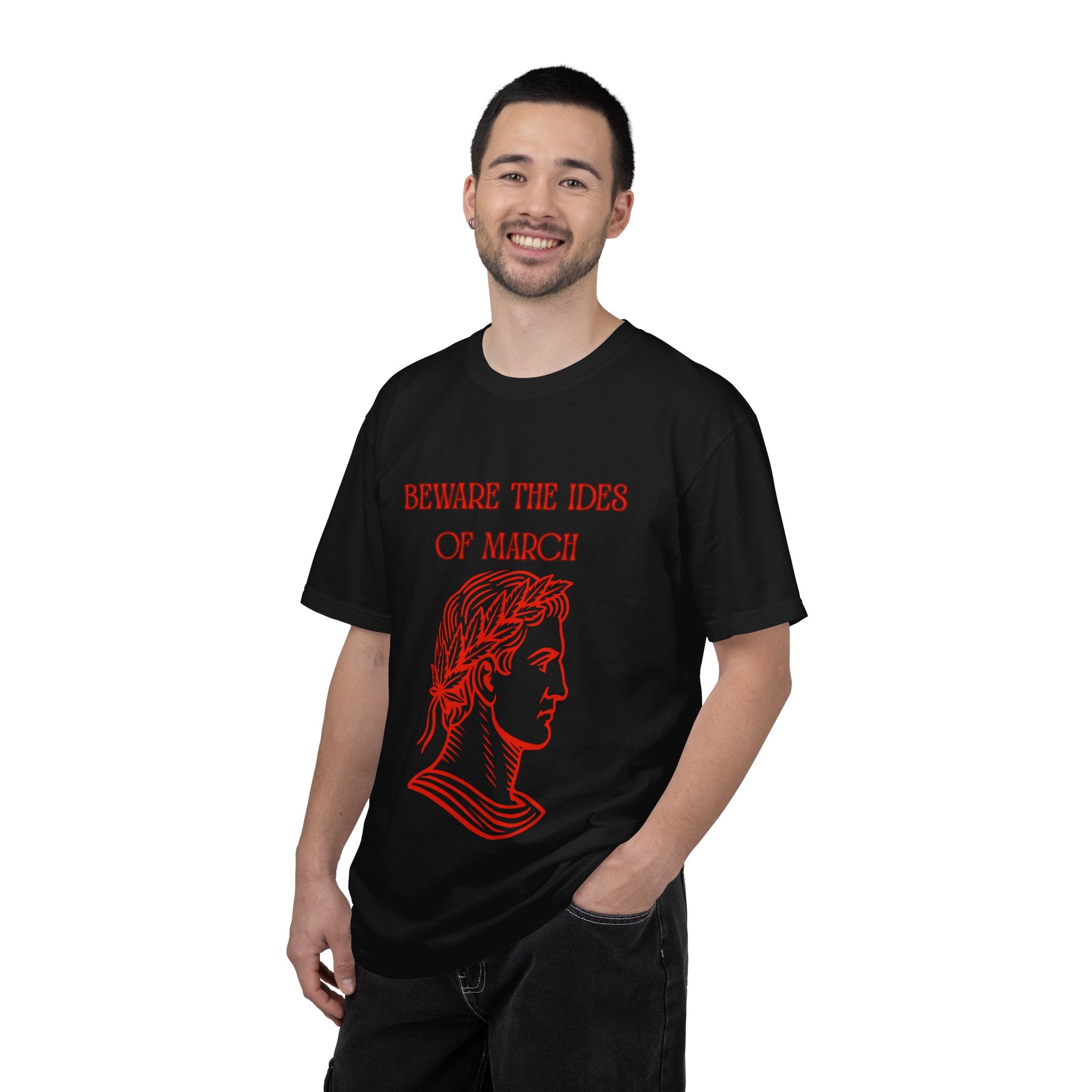 Beware the Ides of March T-Shirt BLACK  — Julius Caesar Roman Bust Graphic